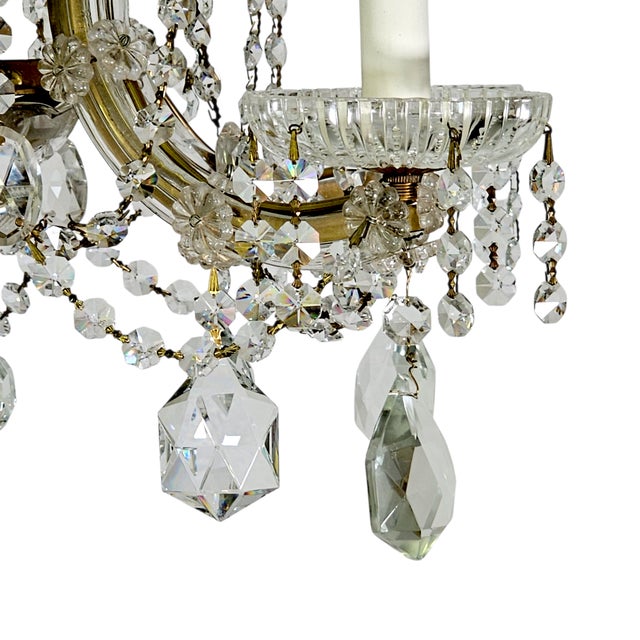 Mid-Century Italian 10-Arm Crystal Chandelier With Turkish Teardrop Prisms, c.1950s For Sale - Image 14 of 15