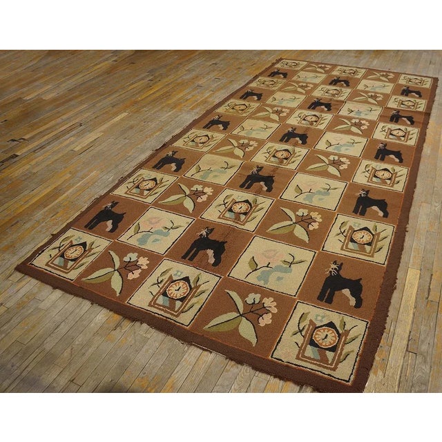 Vintage 1970s Hooked Rug 6' x 12'6" - 183 x 381 cm) intage 1970s Hooked Rug 6' x 12'6" - 183 x 381 cm) Vintage American...
