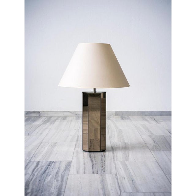 Vintage Tall Mirrored Table Lamp, 1980 For Sale - Image 6 of 8