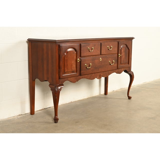 Ethan Allen Ethan Allen Georgian Solid Cherry Wood Sideboard Credenza or Buffet For Sale - Image 4 of 17