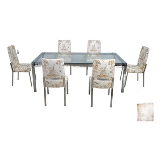 Milo Baughman Mid Century Modern Glass Top Table & 6 Chairs Set For Sale
