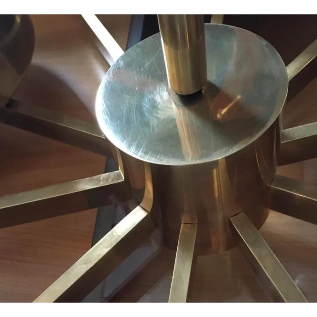 Gio Ponti Vintage Gio Ponti Style Italian Brass and Glass Pendant For Sale - Image 4 of 9