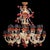 Murano glass chandelier, rezzonico style, blown and handcrafted with ancient technique. On each golden metal arm are...