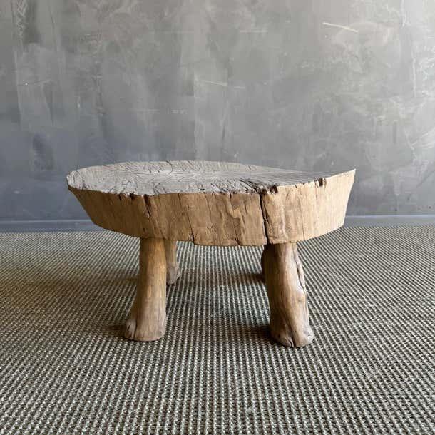Mid-Century Modern 1950s Vintage Organice Wabi Sabi Slice Elm Side Table For Sale - Image 3 of 8