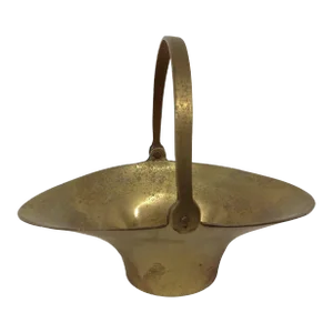 Vintage Solid Brass Basket With Handle