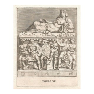 Antique Italian Sarcophagus Engraving For Sale