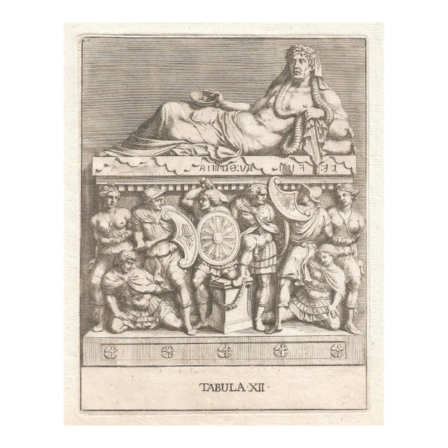 Antique Italian Sarcophagus Engraving For Sale
