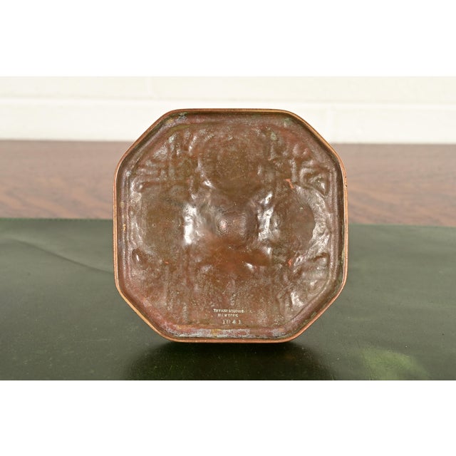 Bronze Tiffany Studios New York Zodiac Pattern Bronze Match Box Holder For Sale - Image 8 of 11