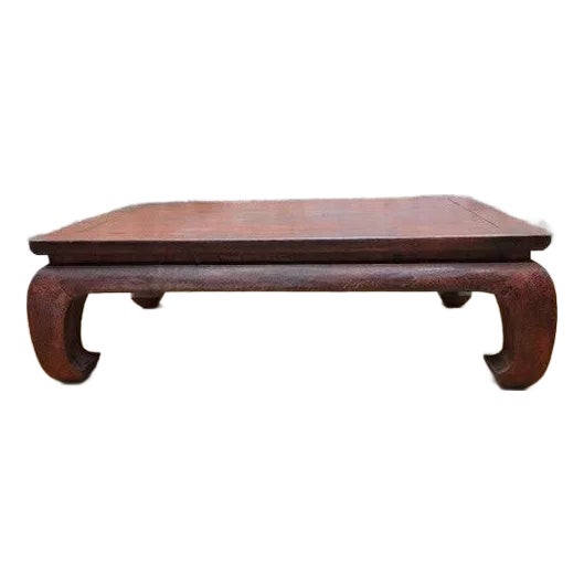 Antique Shanxi Province Red Lacquer Elm Coffee Table For Sale