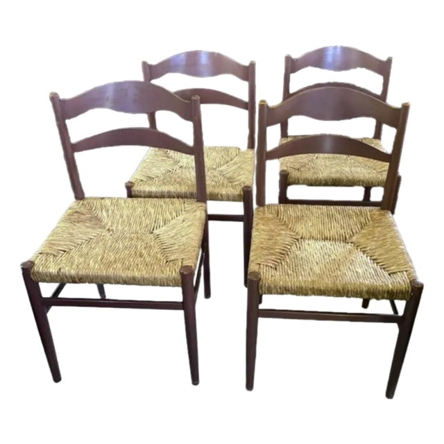 French Country Dining Chairs With Rush Seats For Sale
