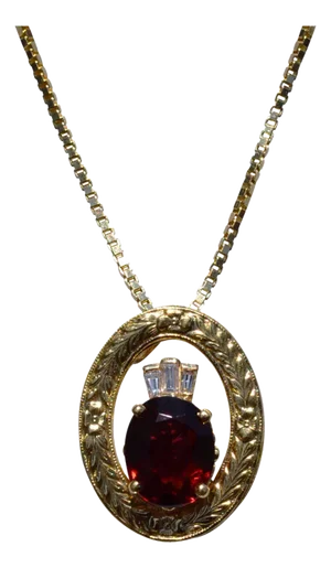 The Cactus Forest: Antique Hand Engraved Garnet Pendant