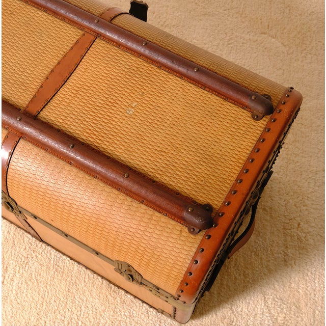 Vintage Travel Trunk in Leather, Wood, and Brass from Bocci, 1960s For Sale - Image 6 of 13