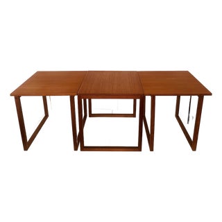 1960s Kai Kristiansen Cube Nesting Tables in Teak Set of 3 Model 33 Danish Modern For Sale