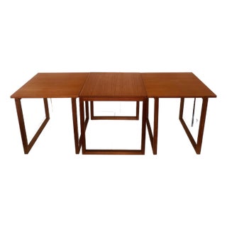 Kai Kristiansen Cube Nesting Tables in Teak Set of 3 Model 33 1960s Danish Modern For Sale