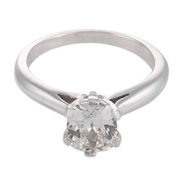 Contemporary 1950s Gia 1.09 Carat Old Mine Cut Diamond Platinum Solitaire Ring, Size 5.25 For Sale - Image 3 of 5