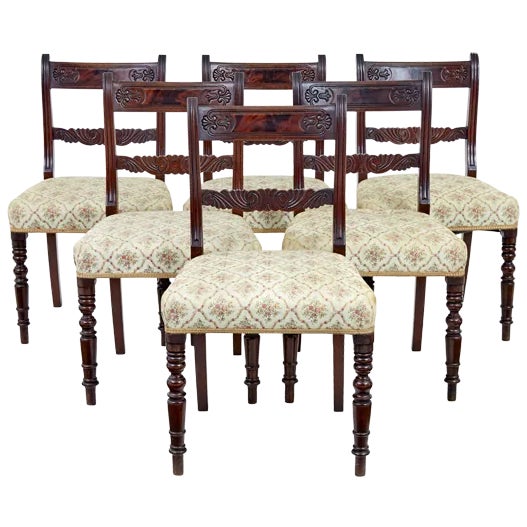19th Century Regency Mahogany Dining Chairs, 1820s, Set of 6 For Sale