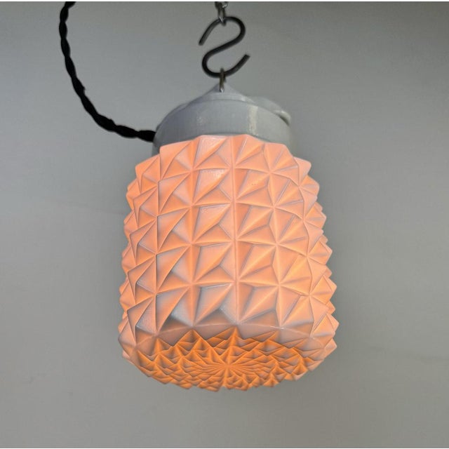 Vintage White Porcelain Pendant Light, 1970s For Sale - Image 13 of 15
