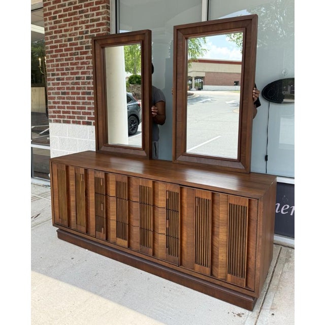 Mid-Century Modern 1970s Brutalist-Inspired Dresser With Two Mirrors For Sale - Image 3 of 18