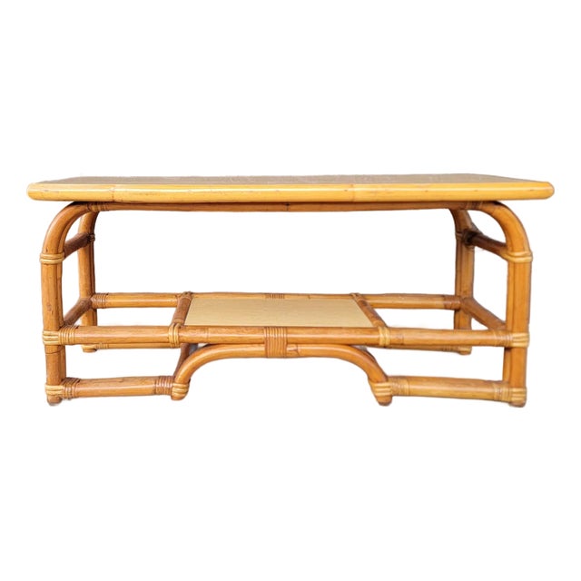1950's Mid-Century Modern Bamboo Coffee Table For Sale