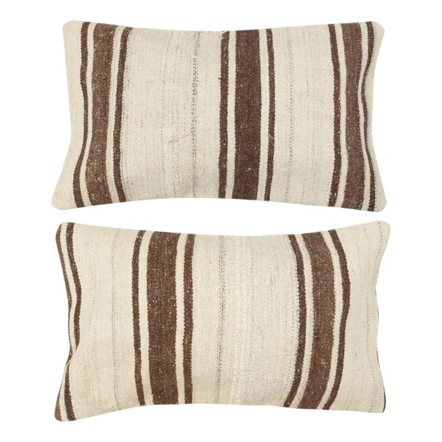 14"x24" SET OF 2 - Handmade Kilim Cushion Covers. A pair of Accent Pillow Covers For Sale