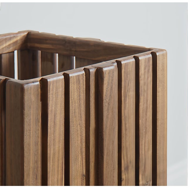 Wood Solid Wood Slatted Planter Box 11x11x24 For Sale - Image 7 of 8