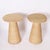 In vogue pair of tables or stands hand crafted with a durable metal frame and wrapped in reed in a chic modern form.
