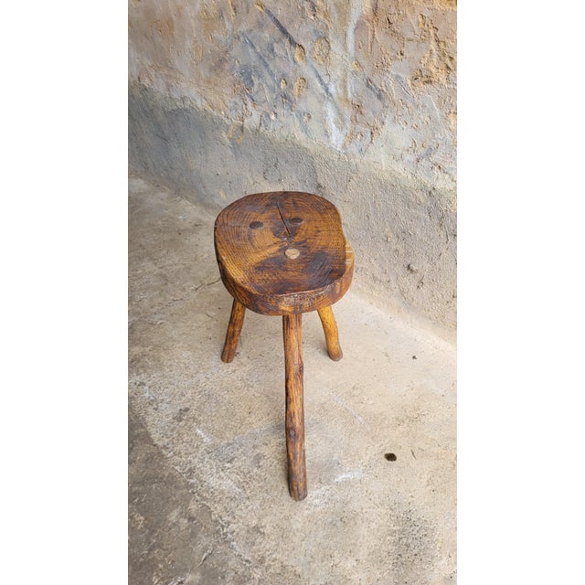 Brutalist Brutalist Wooden Stool, 1960s For Sale - Image 3 of 10