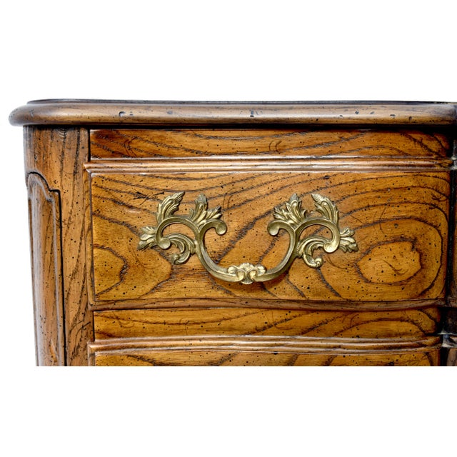 Chestnut Baker Furniture French Louis XV Serpentine Commodes, Tiger Oak, 1960s For Sale - Image 8 of 12