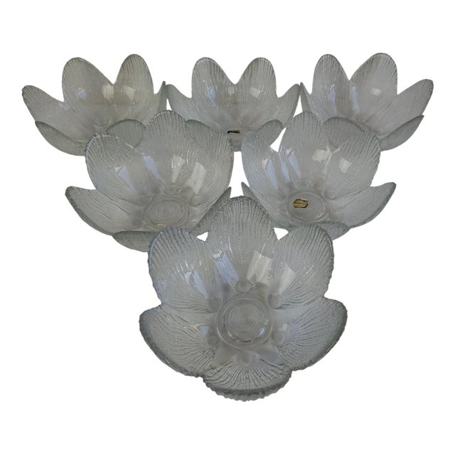 Bohemia Glass Flower Dessert Bowls, Former Czechoslovakia, 1960, Set of 6 For Sale