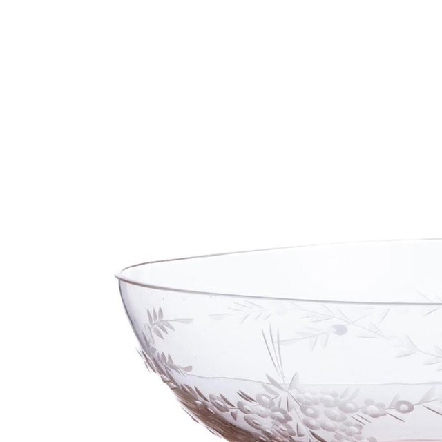 Silver - Fruit bowl with 'Topázio' silver and crystal. Made of colored crystal in shades of pink, decorated with floral...