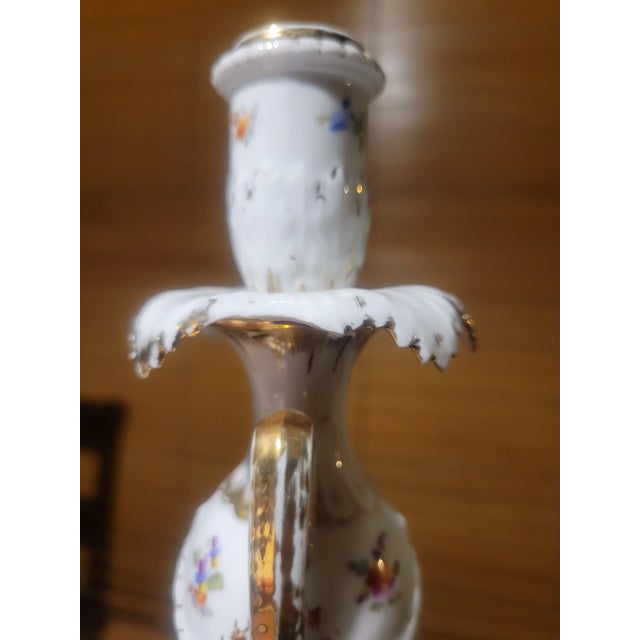 1800's Antique Dresden Porcelain Candle Holder For Sale - Image 10 of 11