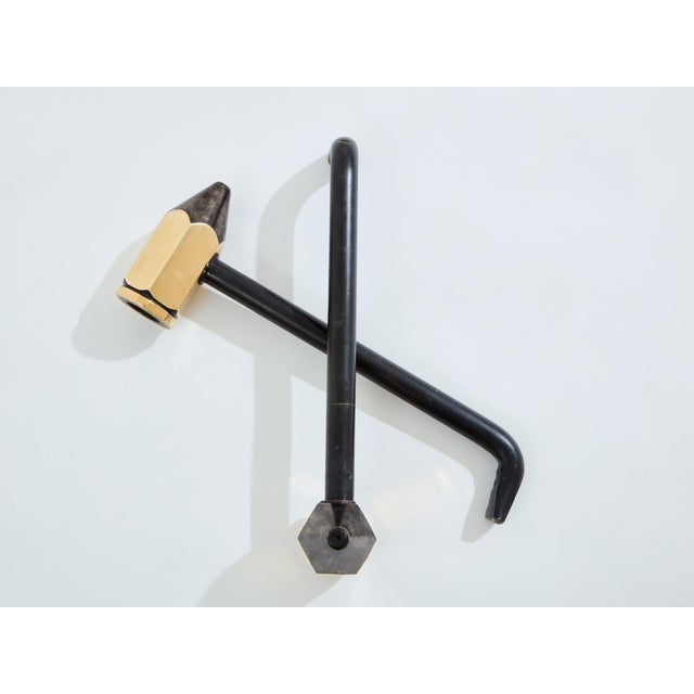 Metal Brass Pencil Andirons Wrought Iron 1960s For Sale - Image 7 of 9