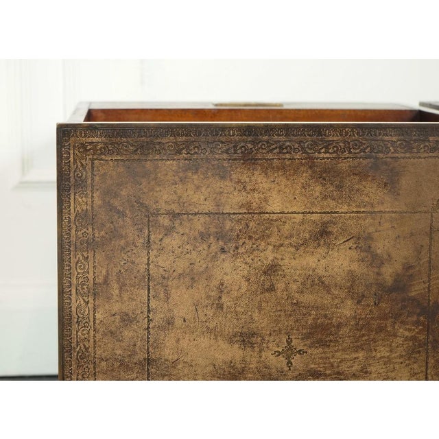 Vintage Military Campaign Nightstands with Brown Leather Top For Sale - Image 14 of 16