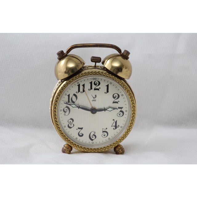 Gold Alarm Desk Clock in Brass, 1970s For Sale - Image 6 of 15