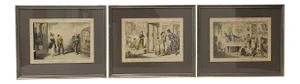 Set of Three Color "Temperance" Etchings by Cruikshank 19th C.