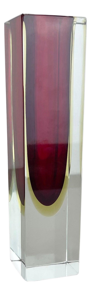 Sommerso Murano Glass Cube Vase by Flavio Poli, Italy, 1970s