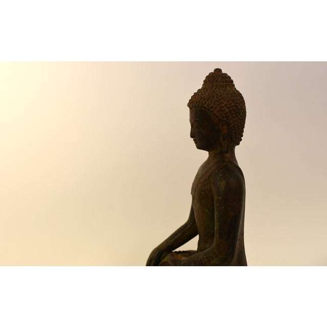 Large Antique Bronze Buddha Shakyamuni on Double Lotus For Sale - Image 18 of 18