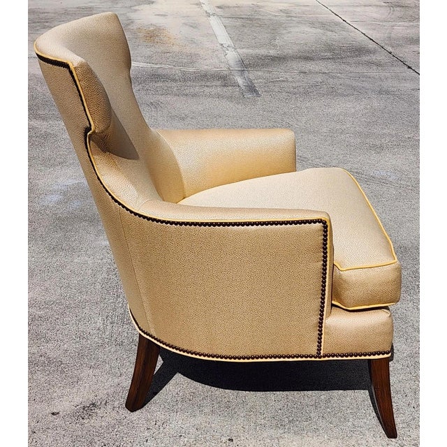 Mid-Century Modern Stanford Furniture Regency Art Deco Lounge Chair With Shagreen Stingray Fabric For Sale - Image 3 of 16