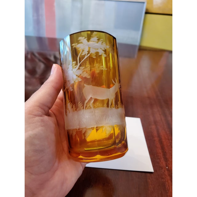 Late 19th Century Antique Bohemian Glass Moser Deer Goblet For Sale - Image 5 of 12