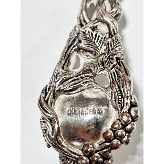 Vintage Godinger Silverplate Serving Tray With Grape Motif & Matching Servers For Sale - Image 11 of 12