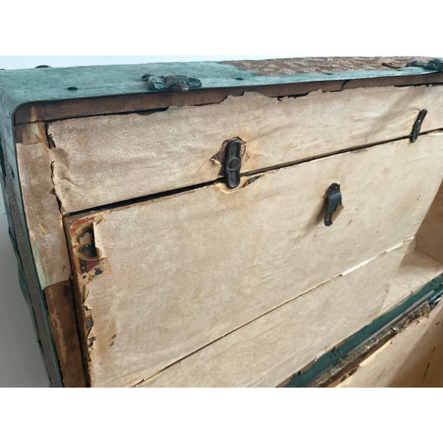 Large Antique Victorian Oak Banded Dome Top Steamer Trunk Chest, Maier For Sale - Image 13 of 16
