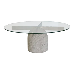 1970s Giovanni Offredi for Saporiti Concrete Chrome and Glass Coffee Table