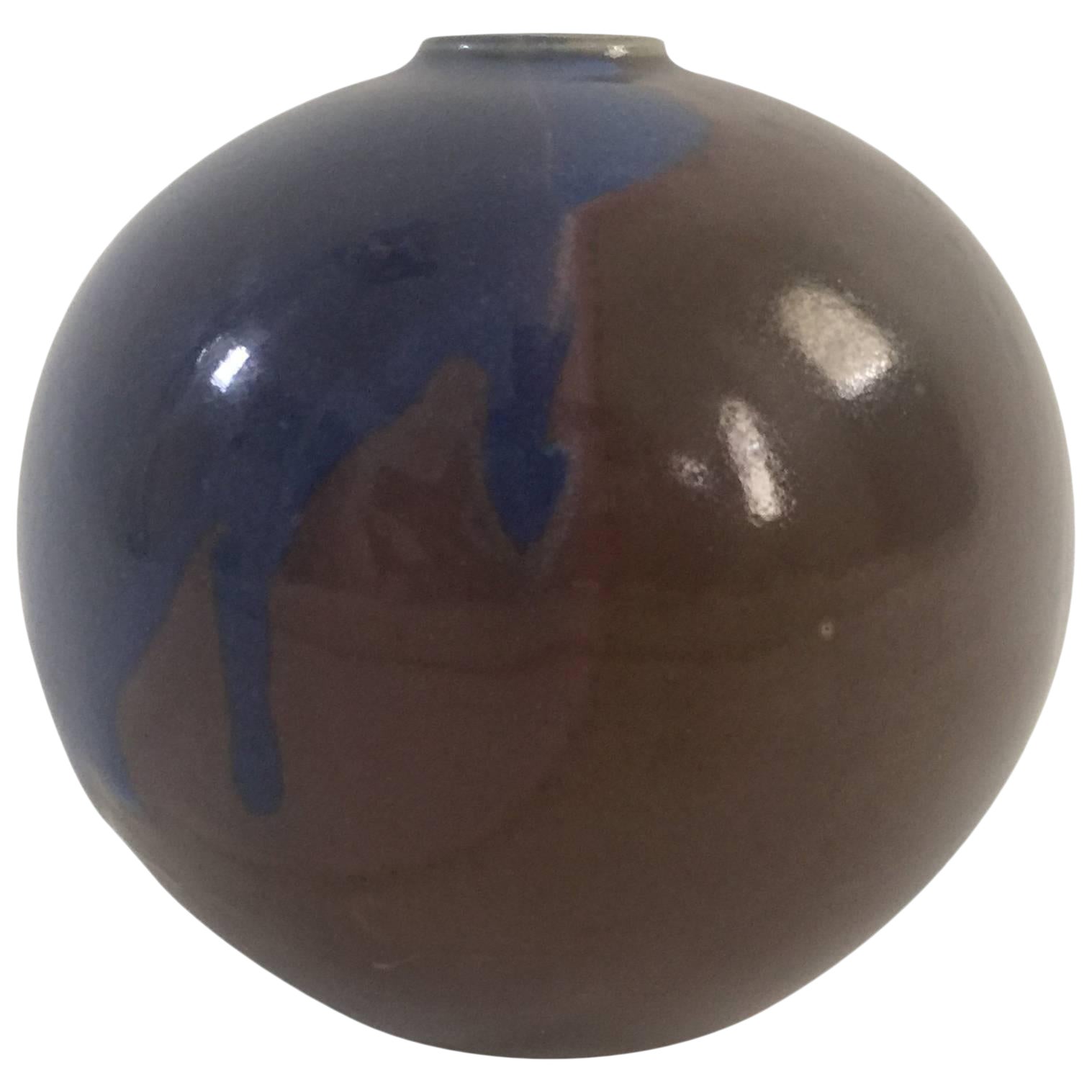 1970s Blue And Brown Ceramic Vase By Diane Love Chairish