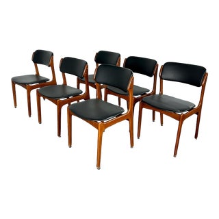 1960s Mid Century Danish Modern Teak Dining Chairs by Erik Buch for o.d. Mobler Denmark- Set of 6 For Sale