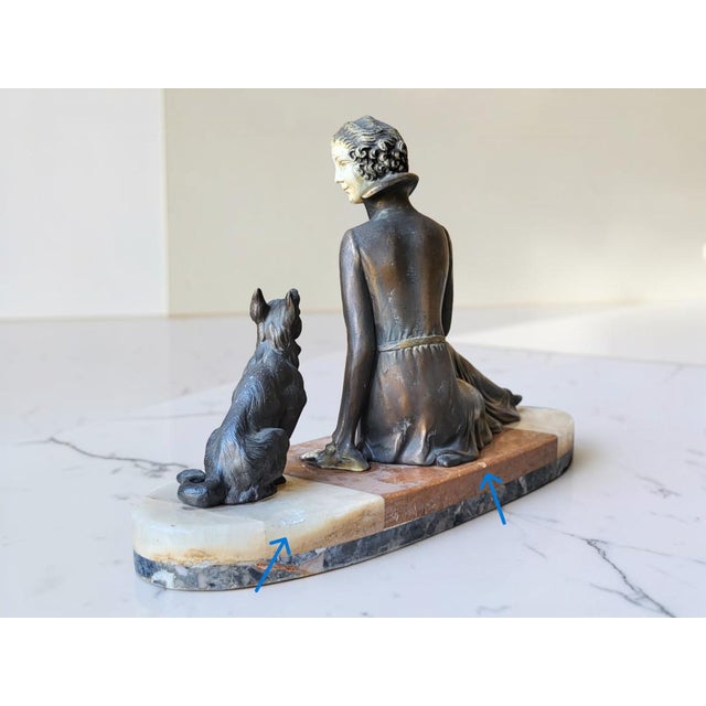 Art Deco Sculpture of Woman and Her Dog, 1930 For Sale - Image 12 of 13