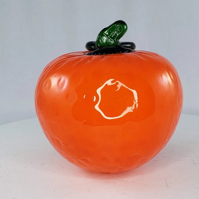 Realism Art Glass Orange Citrus Fruit Fake Faux Home Decor Paper Weight For Sale - Image 3 of 7