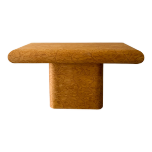 Vintage Postmodern Pedestal Burlwood Console 1980s