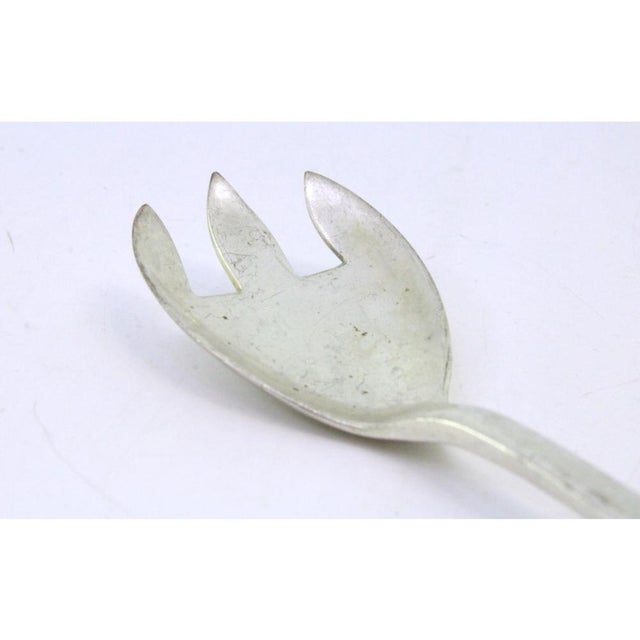Silver Salad Fork with Three Prongs and Embossed Handle For Sale - Image 4 of 7