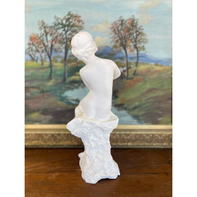 White Vintage Plaster Nude Female Figurative Sculpture on Rock Formation - Mid-20th Century Classical Style For Sale - Image 8 of 10