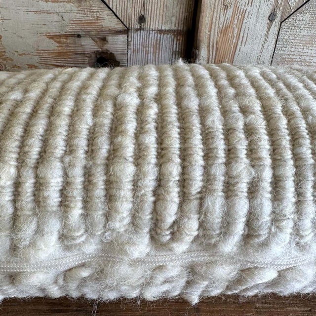 Natural White Texturized Hand Made Wool Pillow With Insert For Sale In Los Angeles - Image 6 of 6